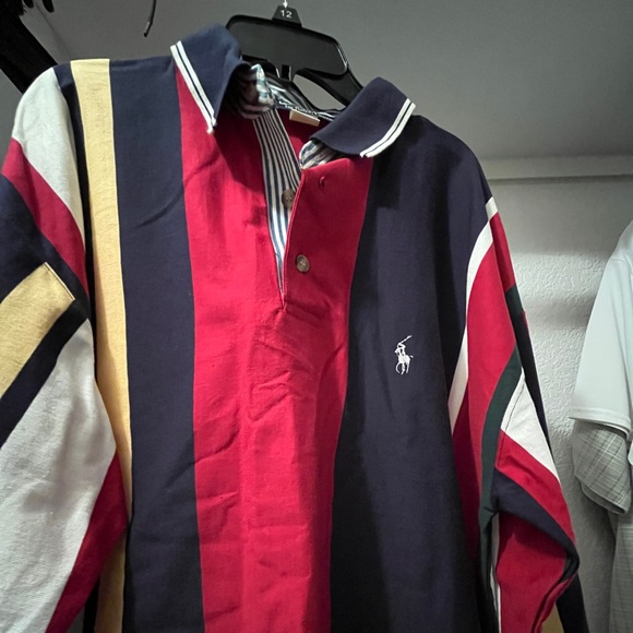 Vintage Ralph Lauren Men’s Striped Rugby Polo - Picture 2 of 6